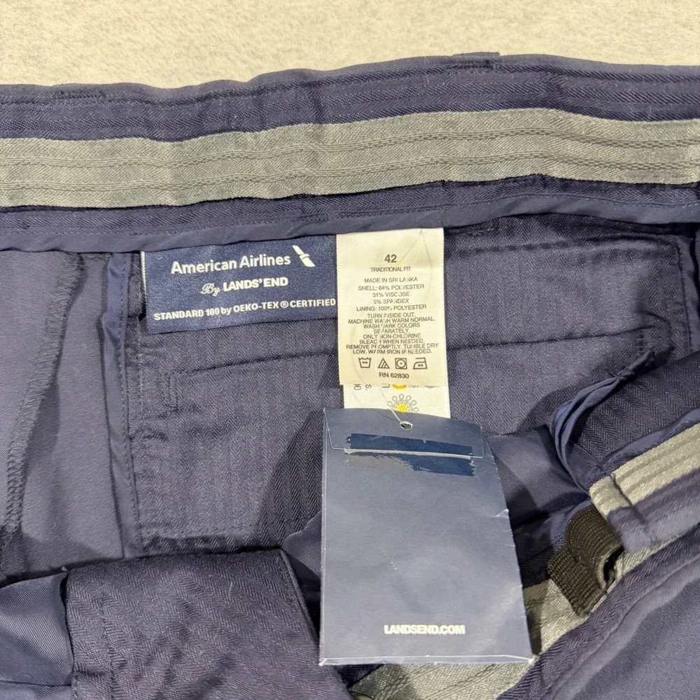 Lands' End American Airlines  Men 42 Navy NWT Uniform Dress‎ Pants Stretch
